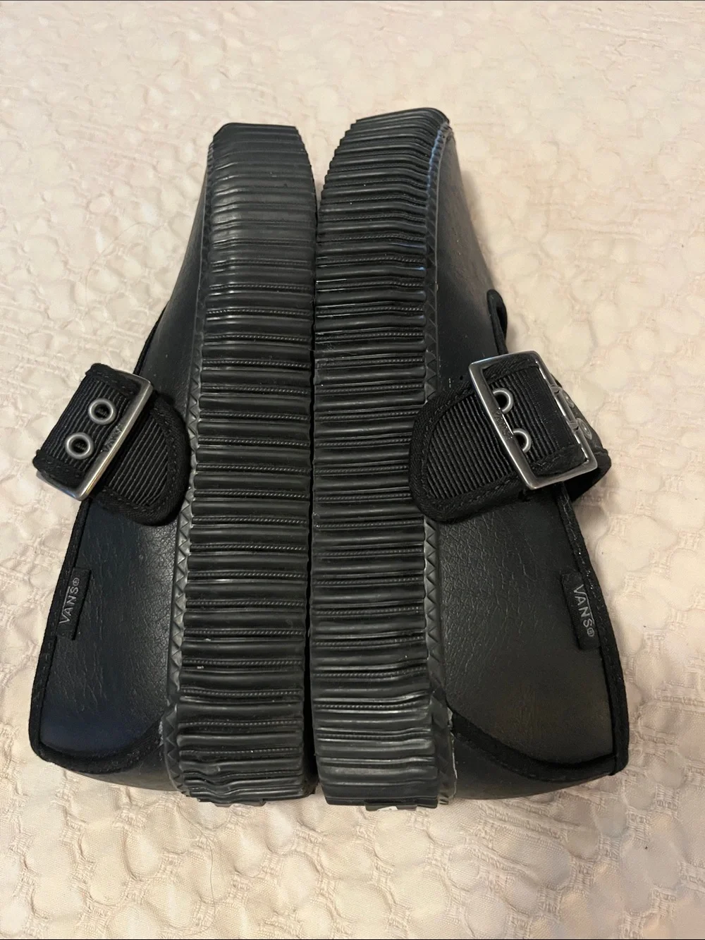 Vans Women’s Black Chunky Platform Creeper Mary Jane Buckle Strap Shoes Sz W7 M5